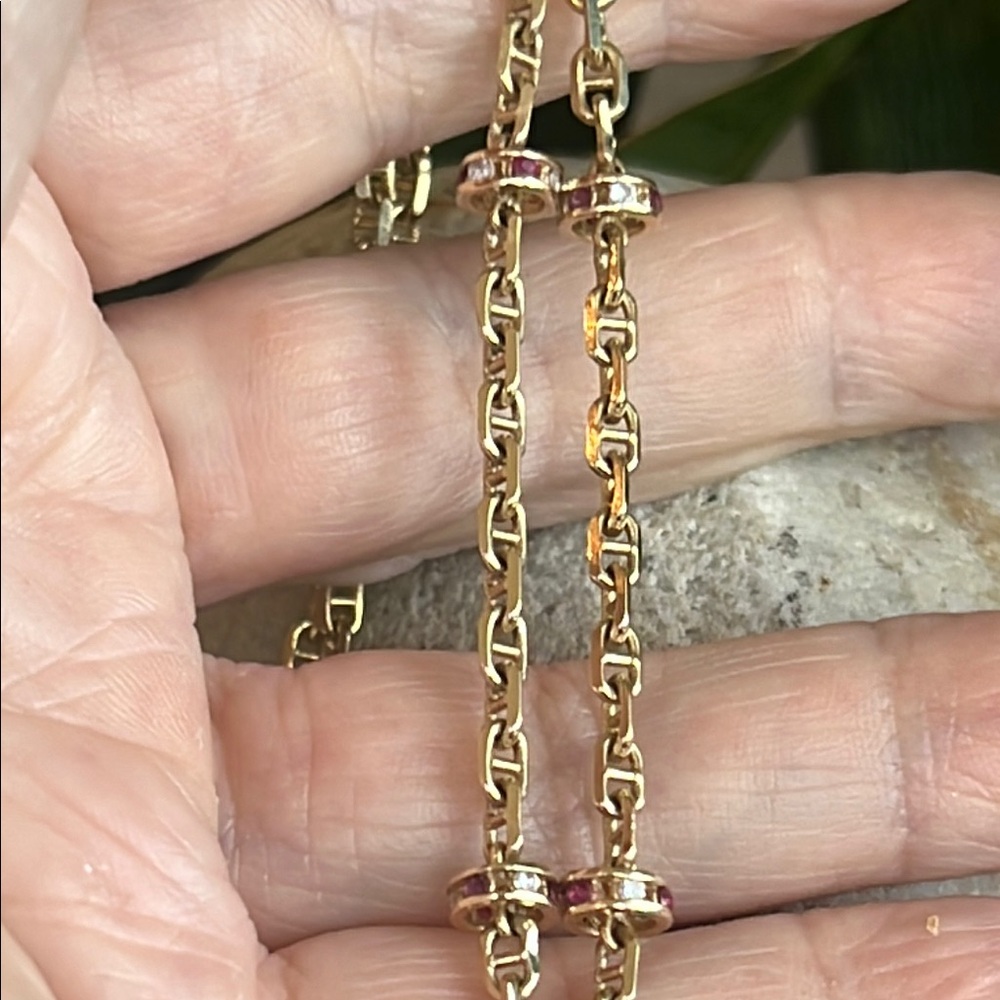 Sold. 18k diamond, ruby, and opal necklace - Picture 7 of 9